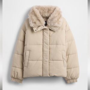 GAP - Faux Fur-Trim Puffer Jacket